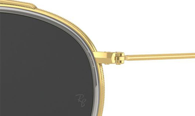 Shop Ray Ban 51mm Polarized Round Sunglasses In Shiny Gold/ Black