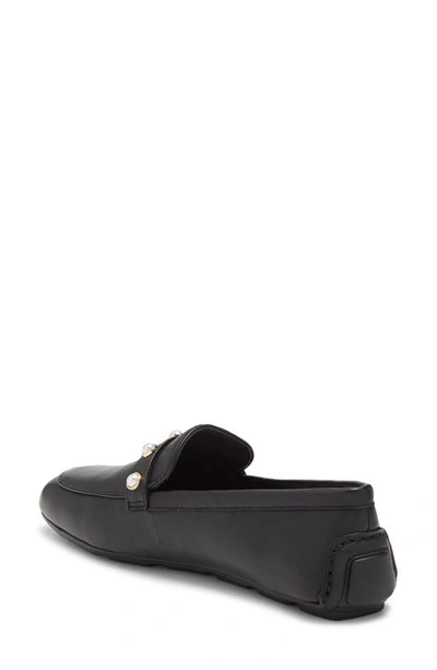 Shop Stuart Weitzman Imitation Pearl Driving Loafer In Black