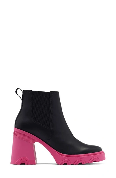 Shop Sorel Brex™ Waterproof Platform Block Heel Chelsea Boot In Black Cactus Pink