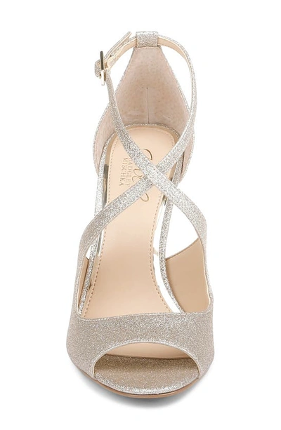 Jewel Badgley Mischka Women's Jonna Crisscross Peep Toe Evening Sandals In Light Gold Glitter
