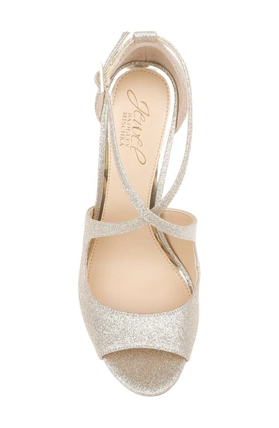 Jewel Badgley Mischka Women's Jonna Crisscross Peep Toe Evening Sandals In Light Gold Glitter