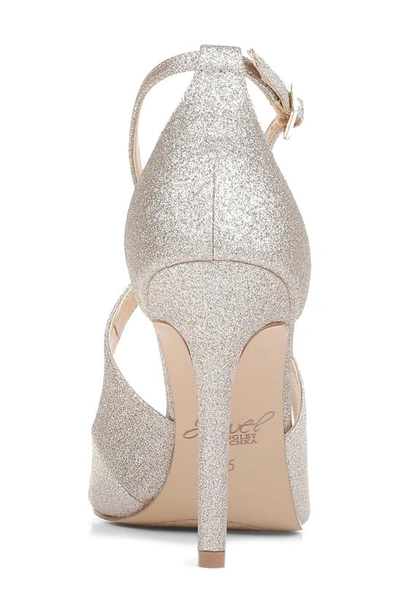 Jewel Badgley Mischka Women's Jonna Crisscross Peep Toe Evening Sandals In Light Gold Glitter