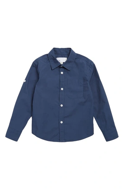 Shop Nordstrom Rack Kids' Cotton Poplin Shirt In Navy Denim