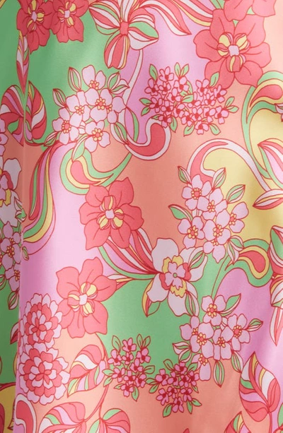 Shop Adelyn Rae Arla Floral Print Satin Mini Slipdress In Berry Sherbet