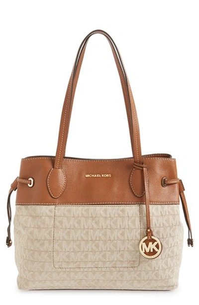 Michael Michael Kors 'large Marina' Drawstring Logo Tote In Dk Khaki/ Gold