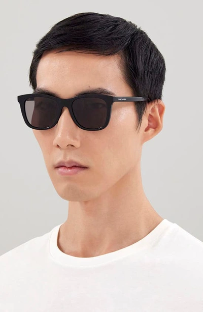 Shop Saint Laurent 53mm Rectangular Sunglasses In Black