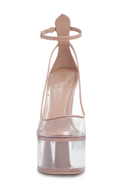 Shop Valentino Tan-go Transparent Platform Pump In Transparent/ Rose Canelle