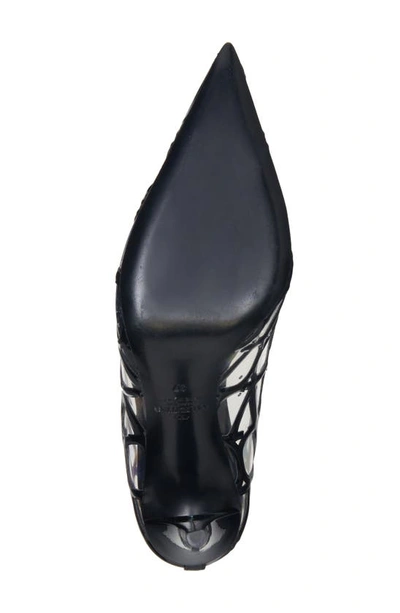 Shop Valentino Vlogo Overlay Pointed Toe Pump In Transparent/ Nero