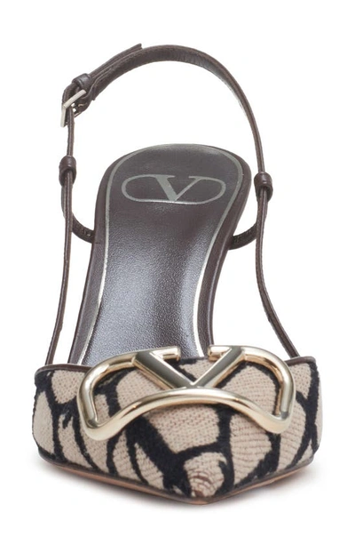Shop Valentino Vlogo Pointed Toe Slingback Pump In Naturale/ Nero/ Fondant