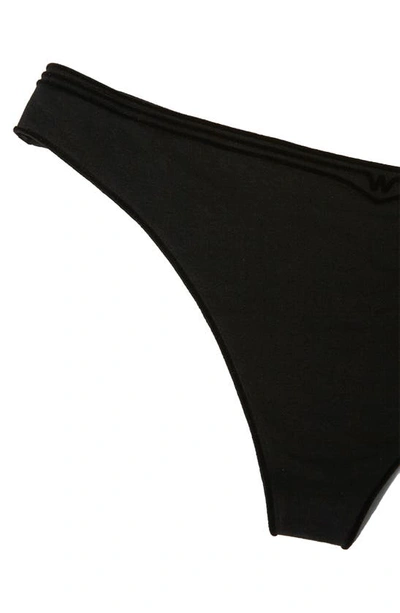Shop Wolford Cotton Contour 3w Thong In Black