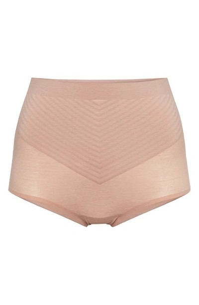 Shop Wolford Cotton Contour 3w High Waist Shaping Briefs In Rose Tan