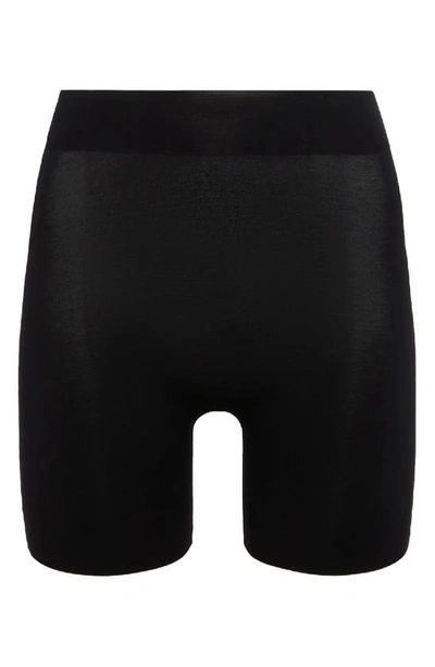 Shop Wolford Cotton Contour Control Shaping Shorts In Black