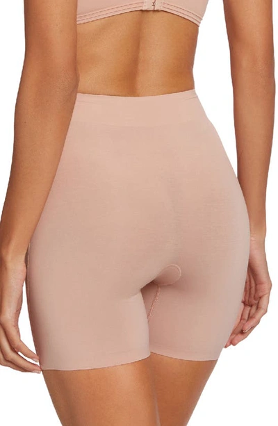 Shop Wolford Cotton Contour Control Shaping Shorts In Rose Tan