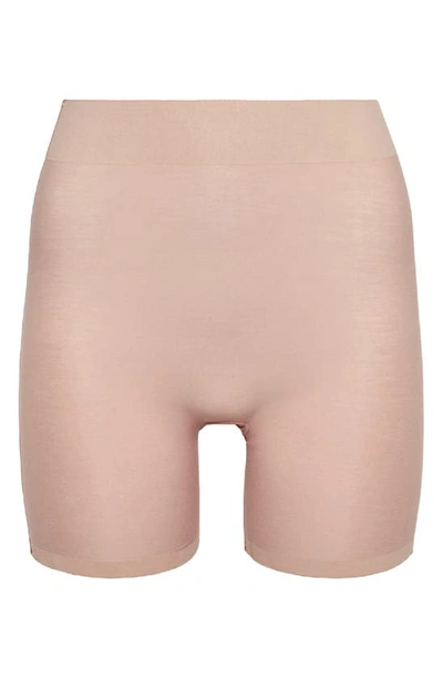 Shop Wolford Cotton Contour Control Shaping Shorts In Rose Tan