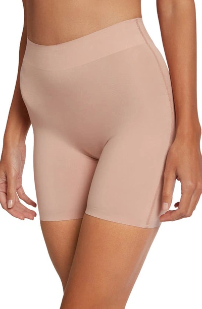 Shop Wolford Cotton Contour Control Shaping Shorts In Rose Tan