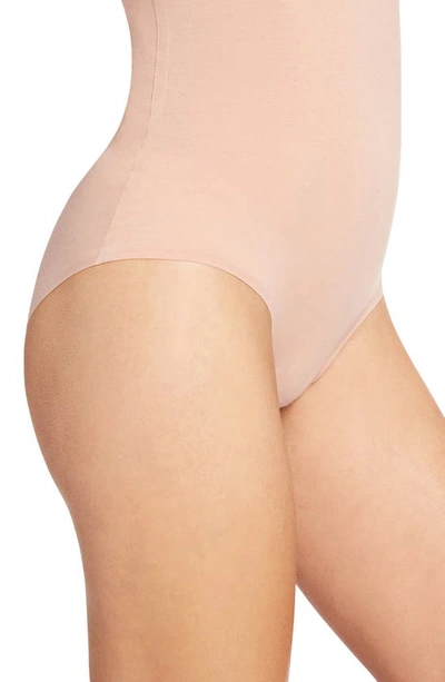 Shop Wolford Cotton Contour 3w Shaping Bodysuit In Rose Tan