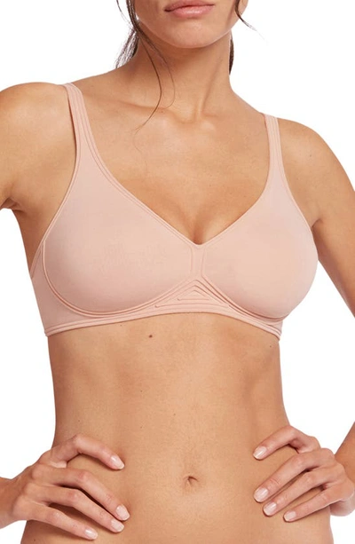 Shop Wolford Cotton Contour 3w Wireless Plunge Bra In Rose Tan