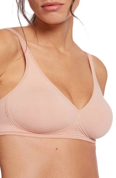 Shop Wolford Cotton Contour 3w Wireless Plunge Bra In Rose Tan