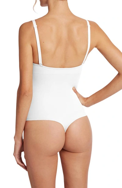 Shop Wolford Mat De Luxe Shaping Thong Bodysuit In White