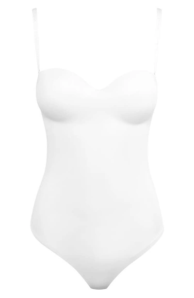 Shop Wolford Mat De Luxe Shaping Thong Bodysuit In White