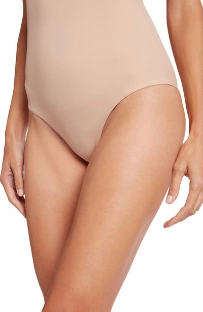 Wolford Formfitting Sleeveless V-neck Bodysuit In Powder
