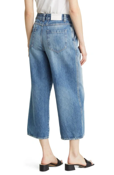 Shop Closed Melfort High Waist Crop Wide Leg Organic Cotton Jeans In Mid Blue