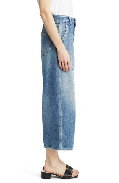 Shop Closed Melfort High Waist Crop Wide Leg Organic Cotton Jeans In Mid Blue