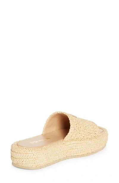 Shop Prada Raffia Flatform Slide Sandal In Natural