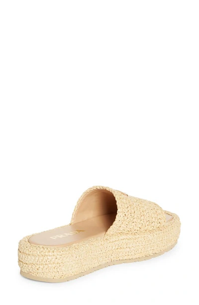 Prada Raffie Single-band Platform Slides In Natural