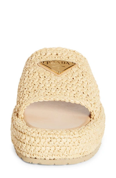 Prada Raffie Single-band Platform Slides In Natural
