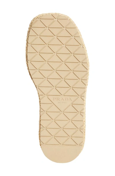 Shop Prada Raffia Flatform Slide Sandal In Natural