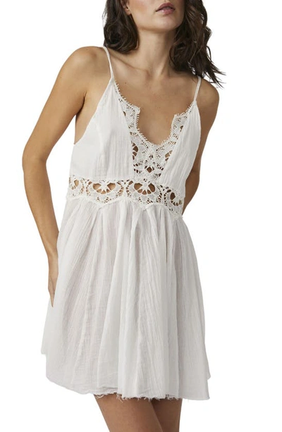 Shop Free People Ilektra Lace Inset Cotton Chemise In White