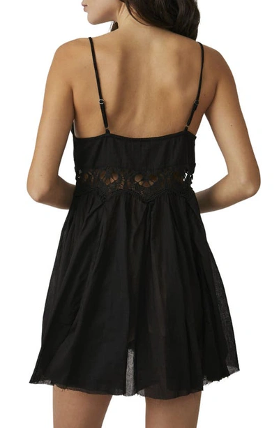 Shop Free People Ilektra Lace Inset Cotton Chemise In Black