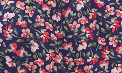 Shop Cece Floral Flutter Sleeve Midi Dress In Twilight Blue