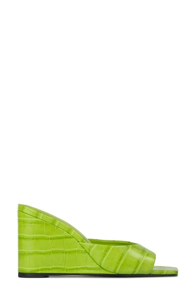 Shop Black Suede Studio Paloma Wedge Sandal In Lime Green Croc