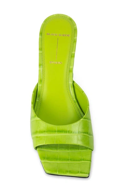 Shop Black Suede Studio Paloma Wedge Sandal In Lime Green Croc