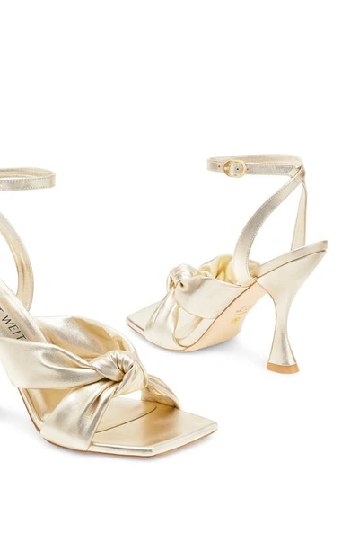 Shop Stuart Weitzman Playa Ankle Strap 100 Knot Sandal In Platino Gold