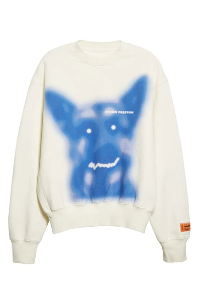 Shop Heron Preston Beware Of Dog Graphic Sweatshirt In White Blue