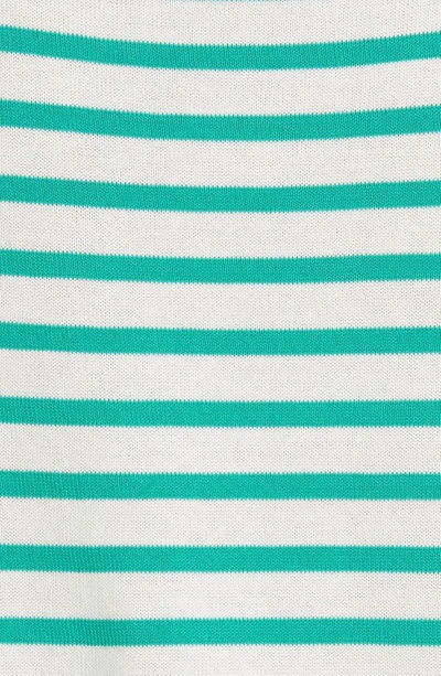 Shop Max Mara Limone Stripe Short Sleeve Cotton Sweater In Emerald