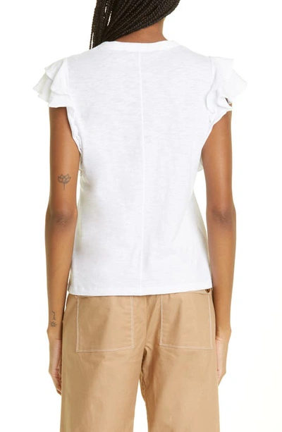 Shop Veronica Beard Akeela Ruffle Sleeve Cotton T-shirt In White