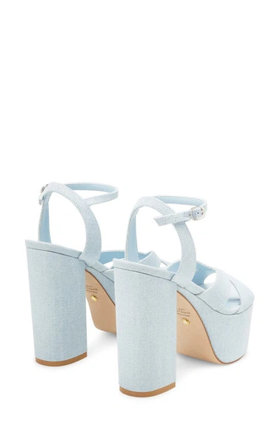 Stuart Weitzman Miami Denim Crisscross Ankle-strap Platform Sandals In Light Blue