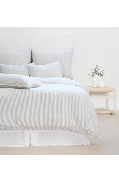 Pom Pom At Home Connor Stripe Linen & Cotton Body Pillow In Ivory/ Denim