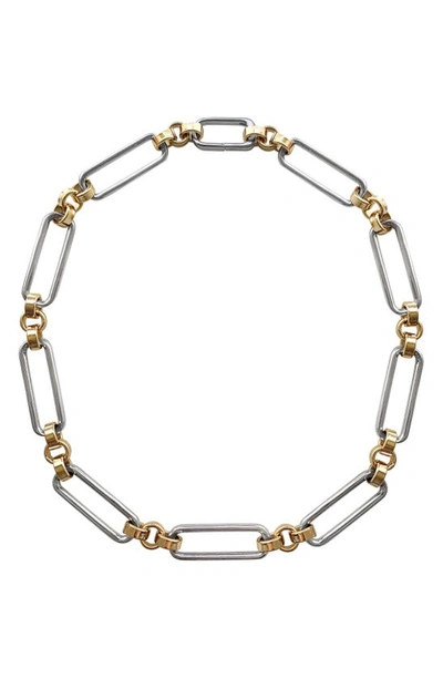 Shop Laura Lombardi Stanza Two-tone Chain Necklace In Silver