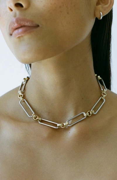 Shop Laura Lombardi Stanza Two-tone Chain Necklace In Silver