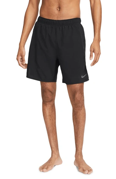 Shop Nike Dri-fit Challenger 2-in-1 Running Shorts In Black/ Black/ Black
