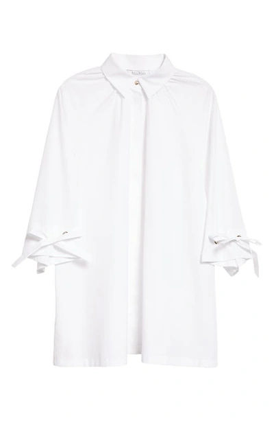 Shop Max Mara Gigi Threaded Cuff Cotton Button-up Shirt In Optical White