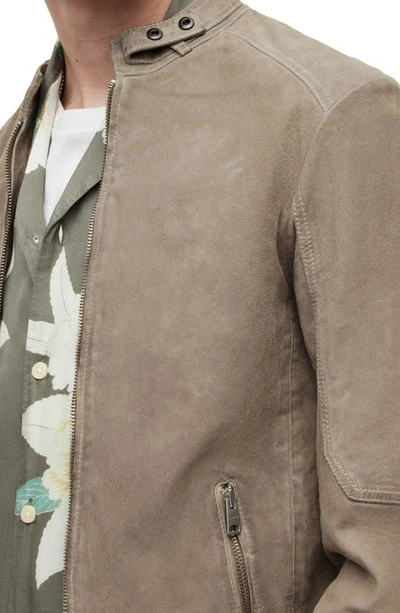 Shop Allsaints Cora Leather Jacket In Frosted Taupe