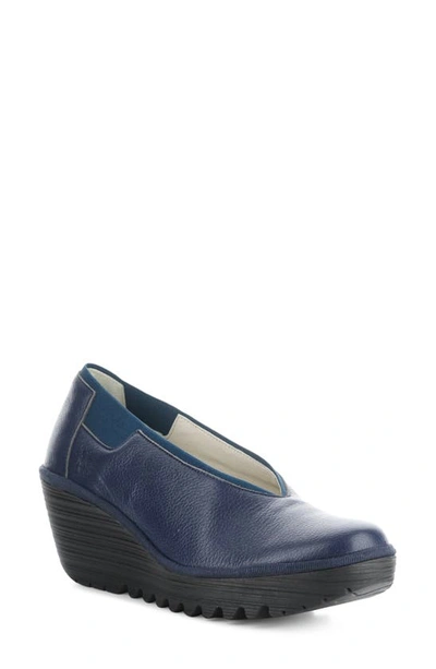 Shop Fly London Yoza Wedge Ballet Shoe In Ocean Mousse