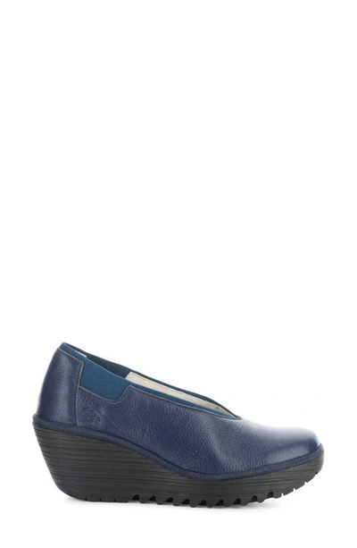 Fly London Yoza Wedge Ballet Shoe In Ocean Mousse