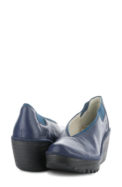 Shop Fly London Yoza Wedge Ballet Shoe In Ocean Mousse